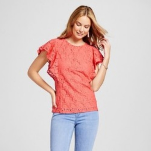 Merona Tops - Fashion Rsummer Women's Lace Ruffle Sleeve Top M Merona Tops - Fashion Rsummer Women's Lace Ruffle Sleeve Top M